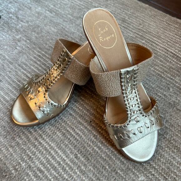 Jack Rogers Shoes - Jack Rogers Womens Nora Wedge Sandal Metallic Gold Size: 10M